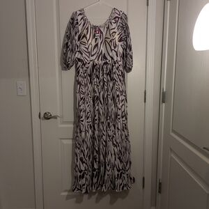 Elegant Purple and White Maxi Dress